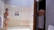 Porn videos: Shower Surprise: Roommate Invades andamp Fucks Bellattrix Wet Pussy 